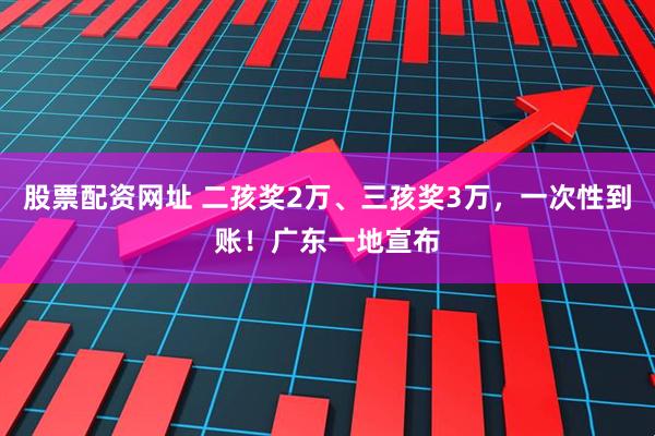 股票配资网址 二孩奖2万、三孩奖3万，一次性到账！广东一地宣布